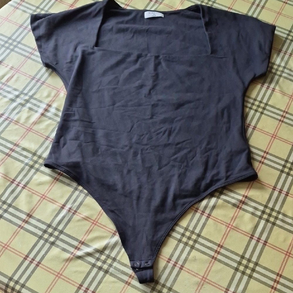 Babaton Black Thong Bodysuit Square Neck Snaps Size 2XL XXL